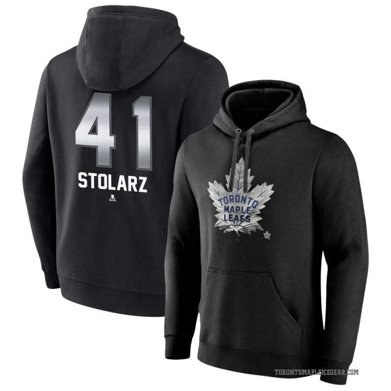 Anthony Stolarz Men's Black Toronto Maple Leafs Branded Midnight Mascot Logo Pullover Hoodie