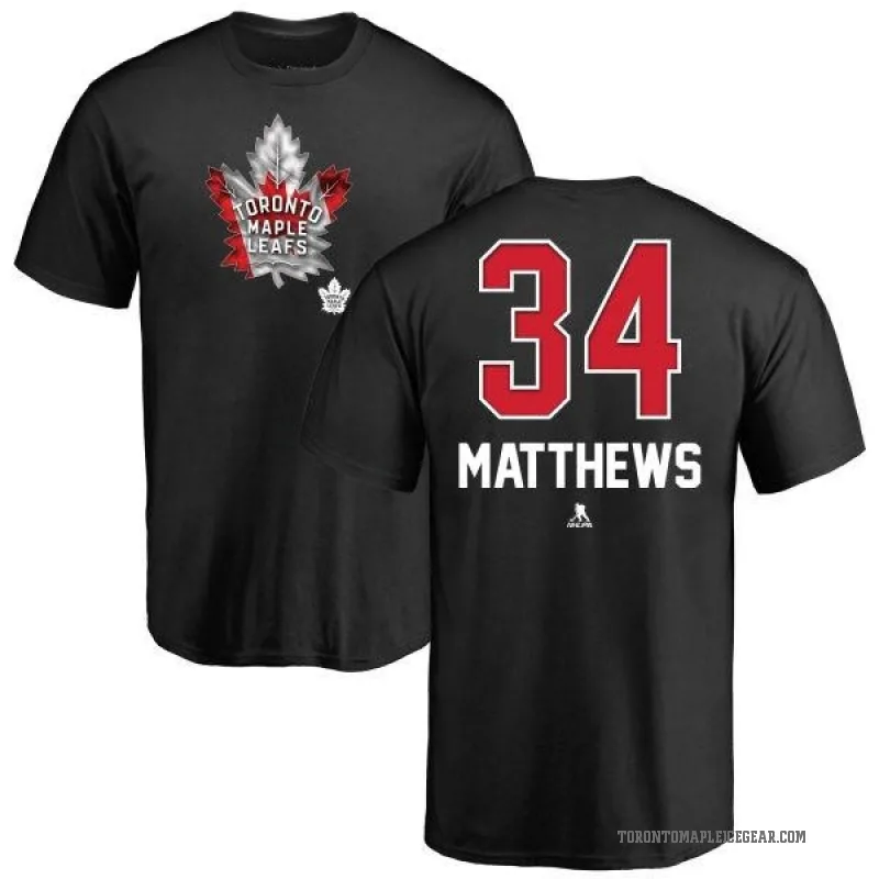 Auston Matthews Men's Black Toronto Maple Leafs Name and Number Banner Wave T-Shirt -