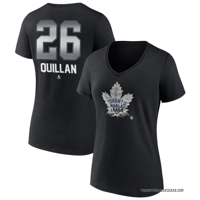 Jacob Quillan Women's Black Toronto Maple Leafs Midnight Mascot Logo V-Neck T-Shirt
